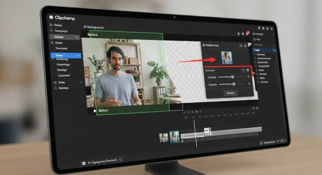 ClipchampのAI背景削除機能