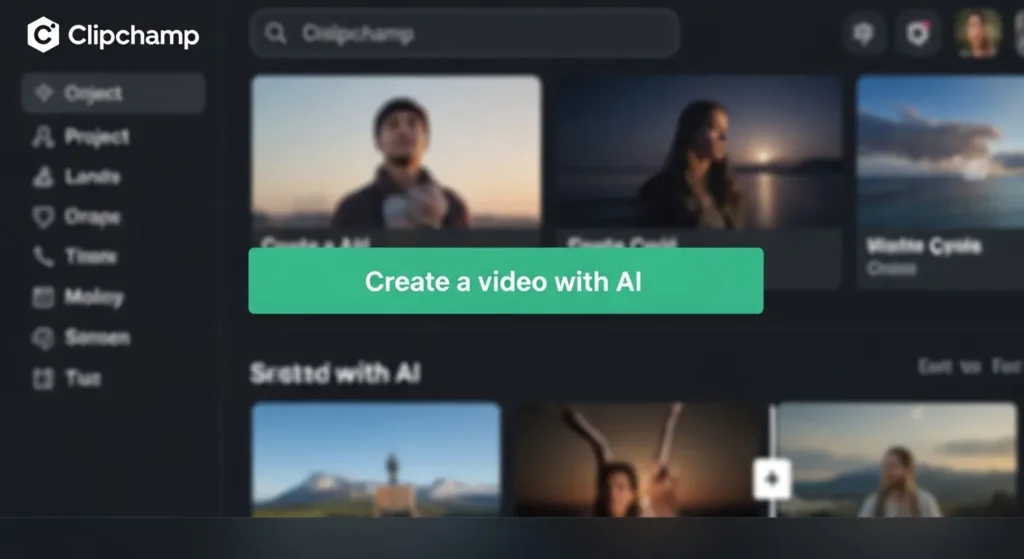 ClipchampのAIビデオ作成開始画面