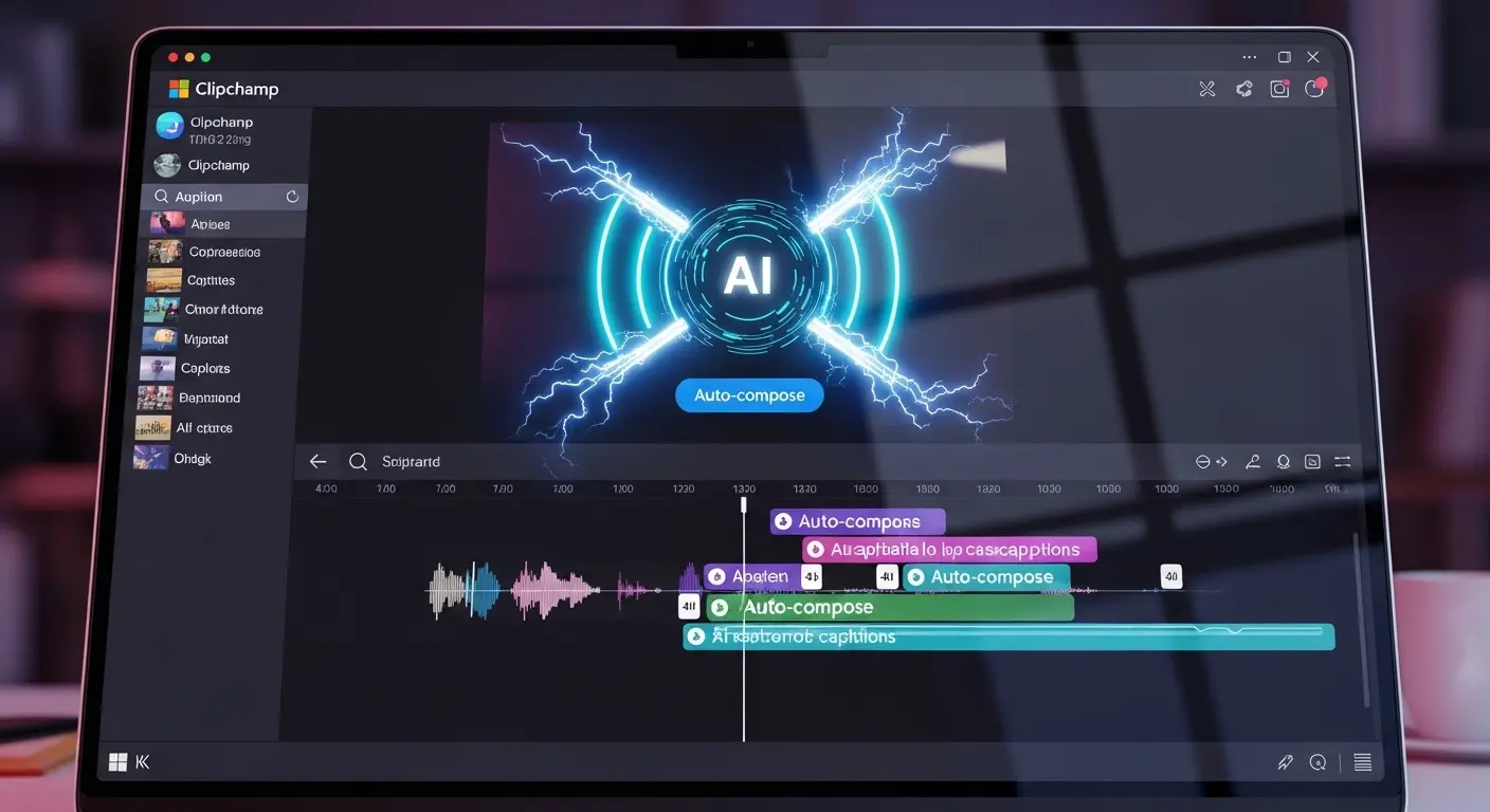 Microsoft ClipchampのAI自動編集機能の操作画面イメージ