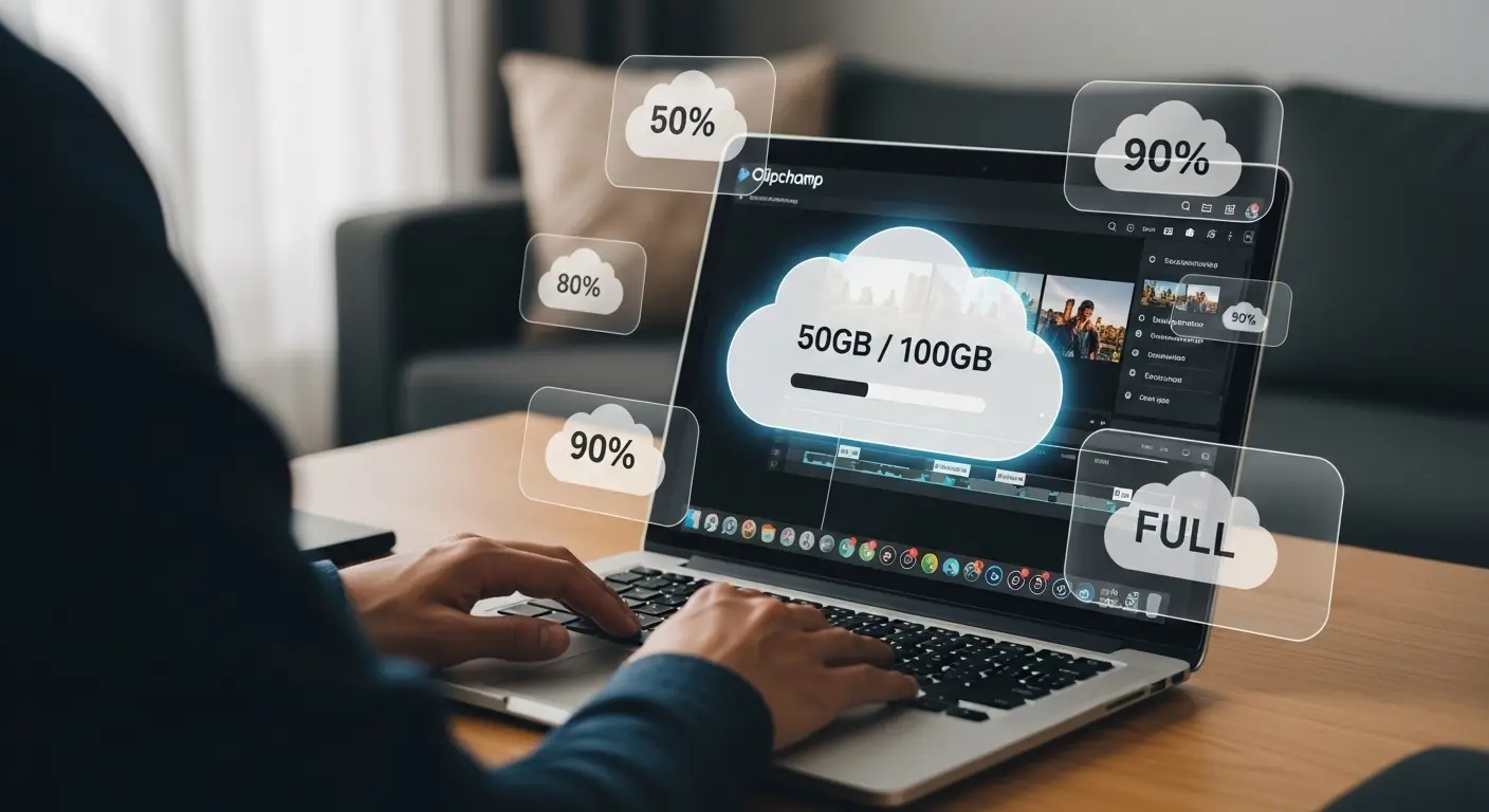 Clipchampのクラウドストレージ容量と制限に関するガイドのメイン画像。