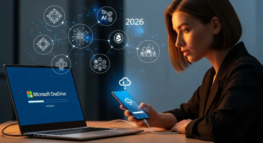 WindowsパソコンとAndroidスマホでClipchampのデータを同期する様子