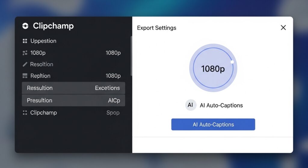 Clipchampのエクスポート設定画面