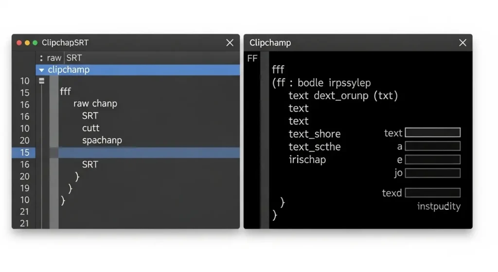 テキストエディタとClipchampを連携させた字幕編集の様子