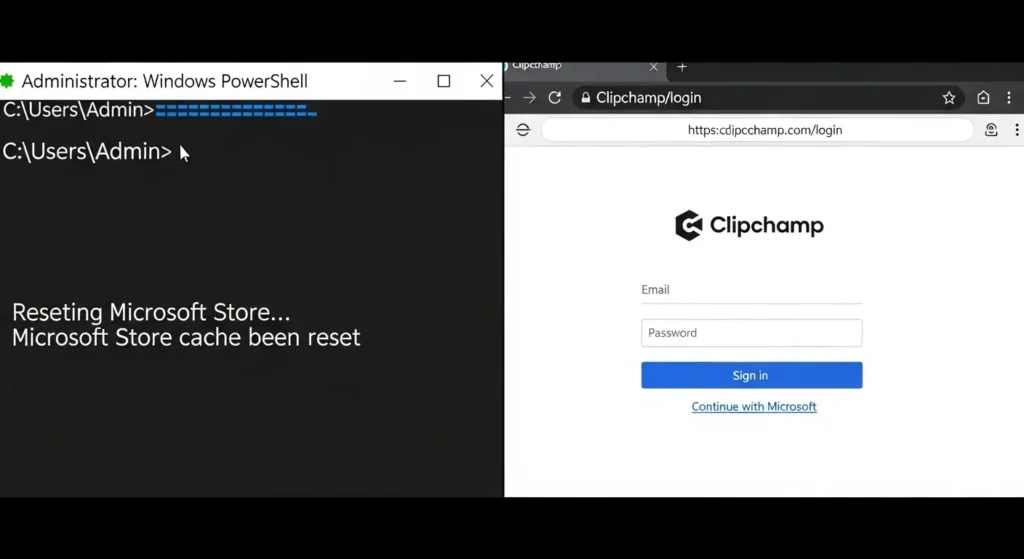 Clipchampのダウンロードエラーを解決するためのストアリセットとブラウザ版の活用