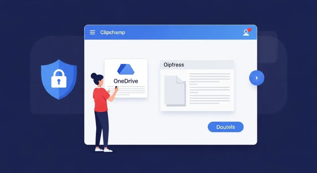 ClipchampでOneDriveのファイルを安全に読み込む画面