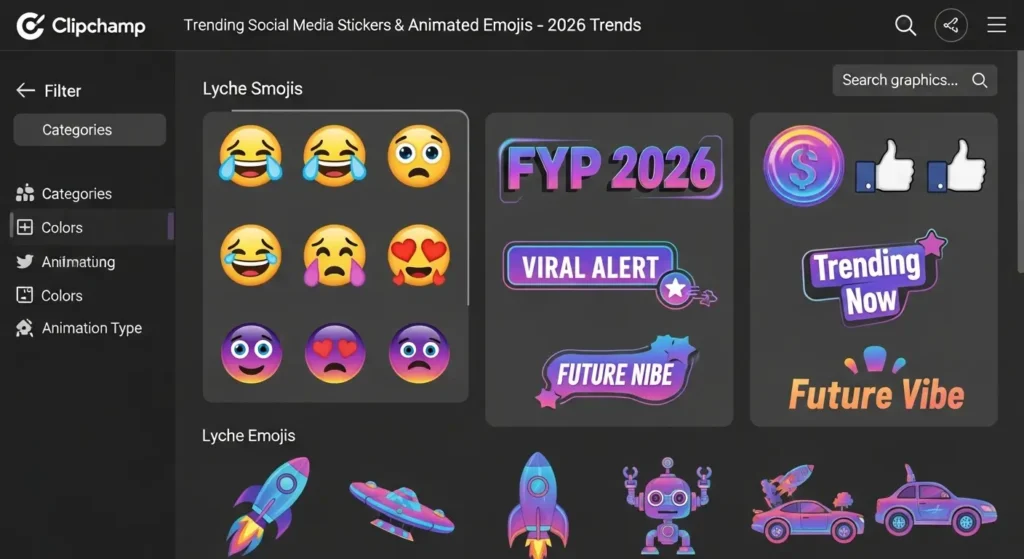 SNS投稿を彩るClipchampの最新グラフィック素材