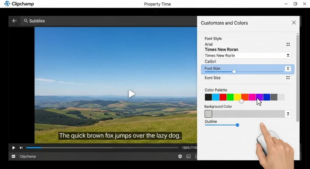 Clipchampでの字幕スタイルカスタマイズ画面