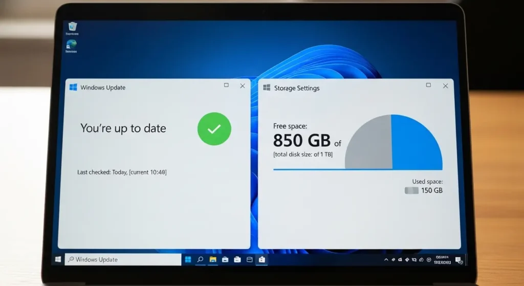 Clipchampを正常に動作させるためのWindows更新と容量確認