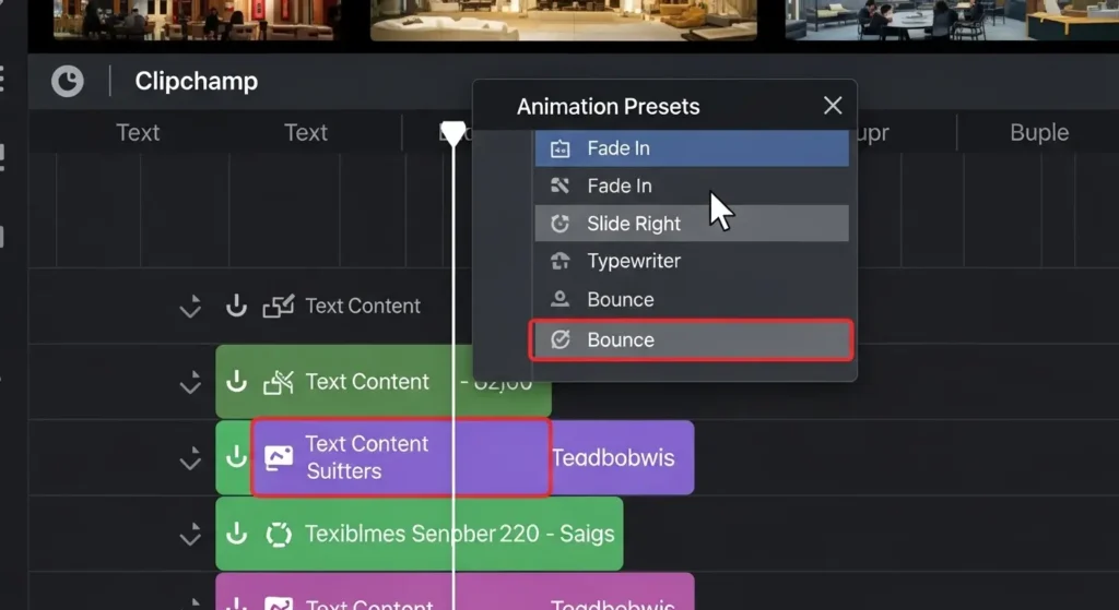 テキストに動きをつけるアニメーション設定画面