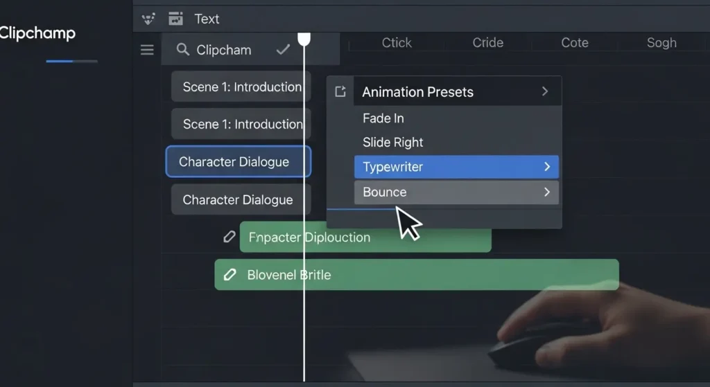 テキストに動きをつけるアニメーション設定画面