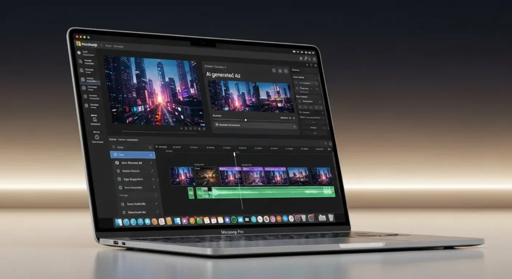 Clipchampを使用した動画広告の編集画面