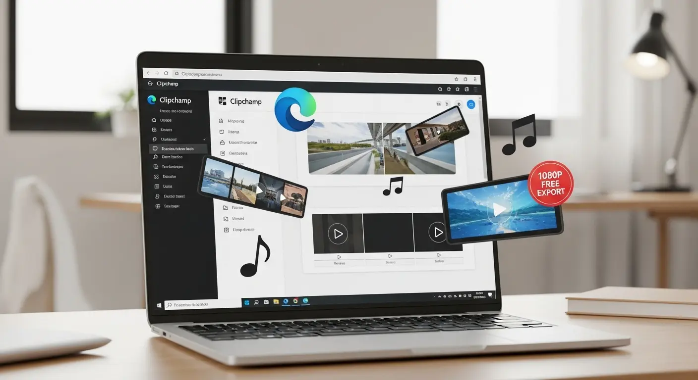 Clipchamp web版の操作画面とPCでの編集イメージ
