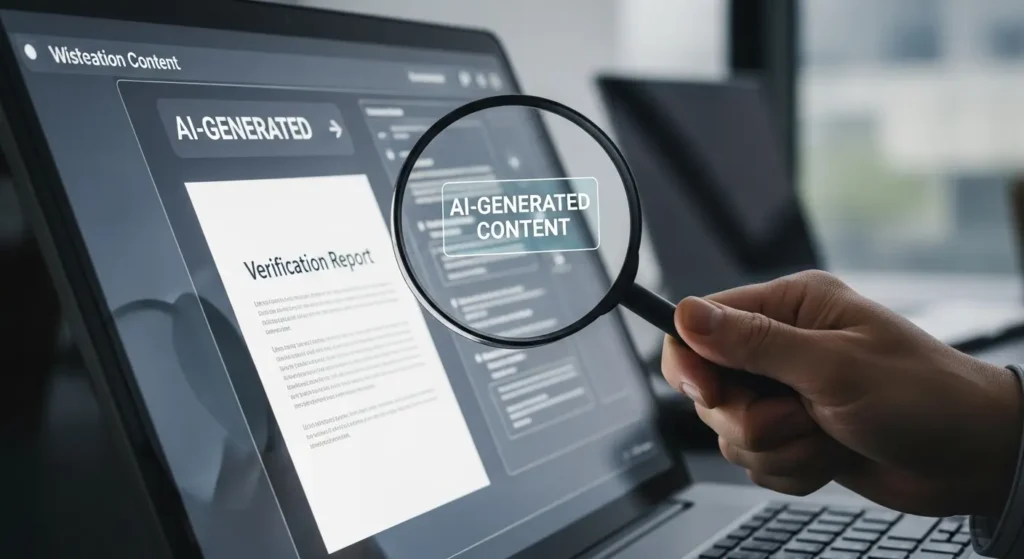 AI が生成した内容を人間が校正・確認しているイメージ