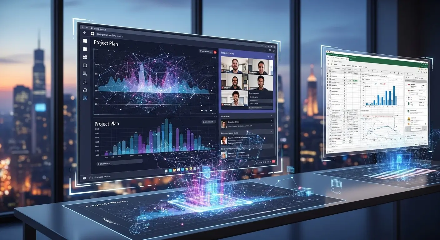 Copilot Coworkを活用してAIエージェントと共同作業を行うビジネスパーソンのイメージ