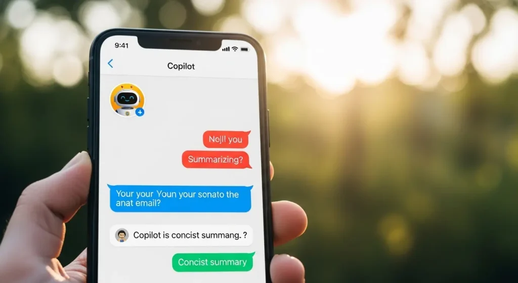 スマートフォンで Copilot アプリを使用している様子