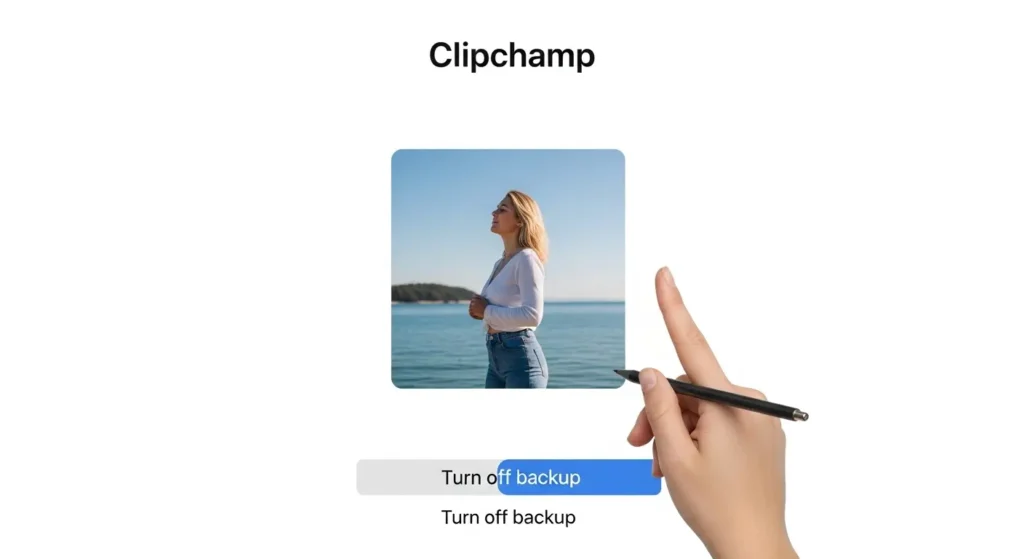 バックアップ機能をオフにする操作ボタンのアップ