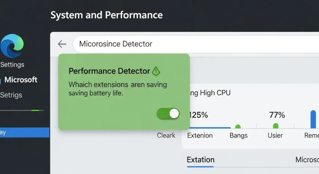 Edgeのパフォーマンス検出器を使って拡張機能の負荷を確認している画面