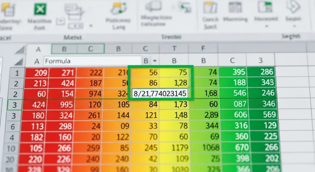 Excelの条件付き書式メニューでカラースケールを選択している様子