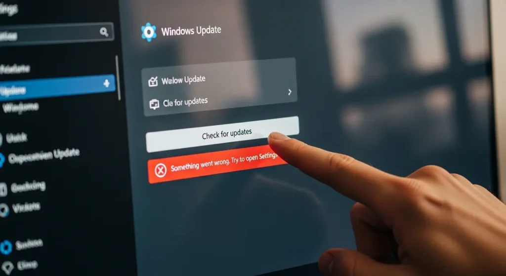 Windows Updateの失敗を修正するための設定画面