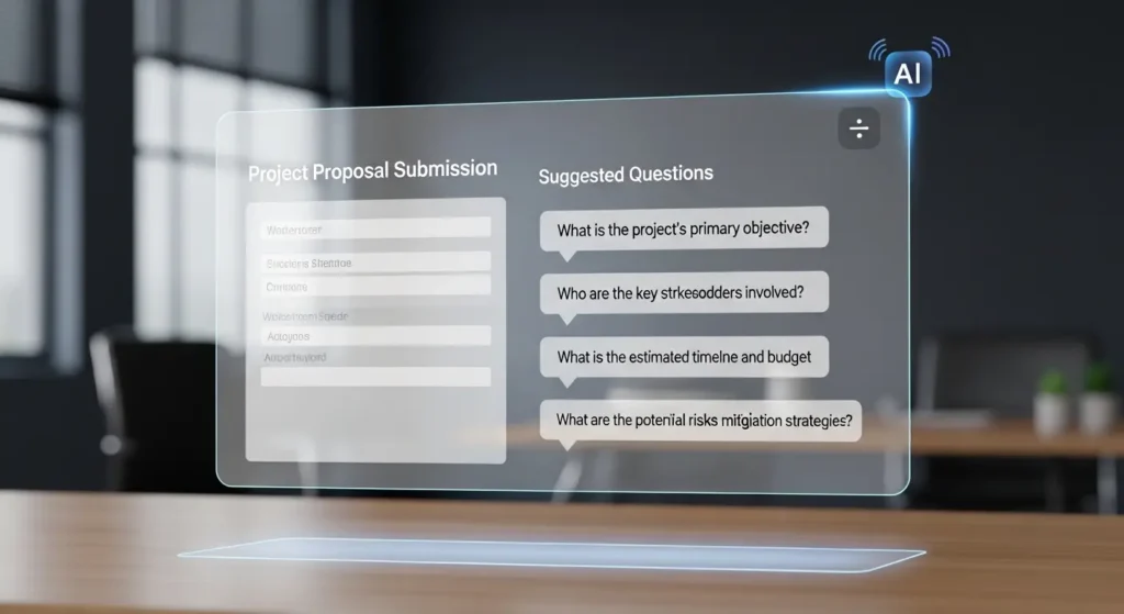 AIが質問項目を自動提案している編集画面