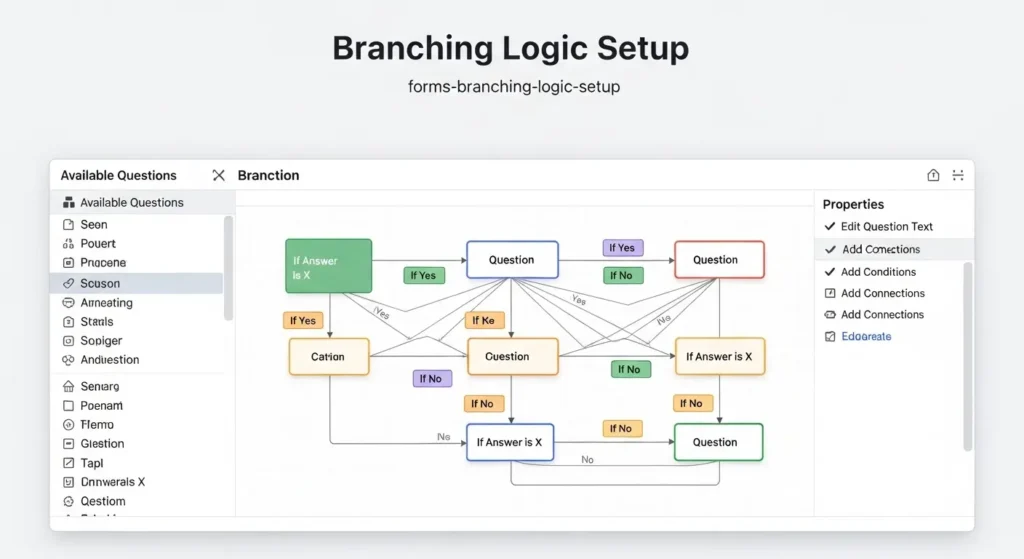 Microsoft Formsの分岐ルール設定画面