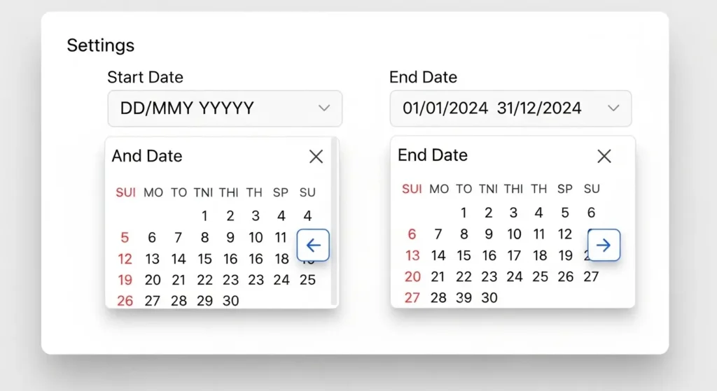 アンケートの開始日と終了日の設定パネル