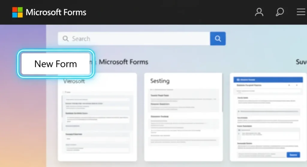 Microsoft Formsのホーム画面と新しいフォーム作成ボタン