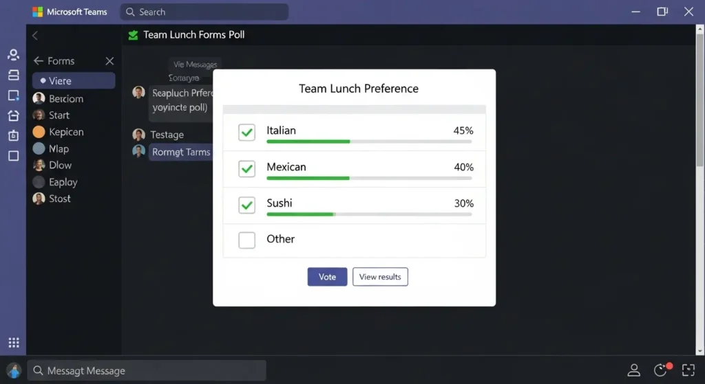 Teamsのチャット内に表示されたFormsの投票フォーム