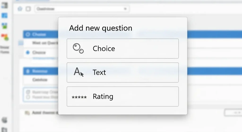 Microsoft Formsの質問追加メニュー