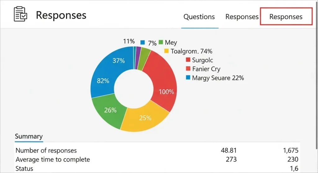 Microsoft Formsの応答タブに表示された集計グラフ