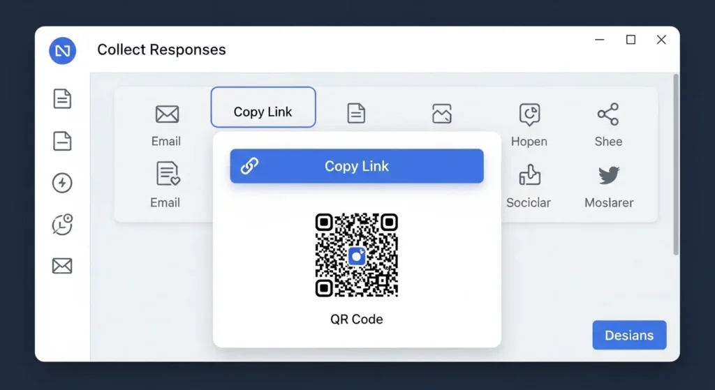 アンケート共有用のリンクコピーとQRコード表示画面