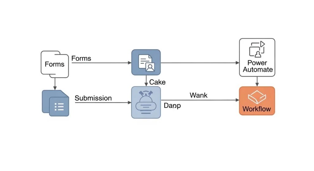 FormsとPower Automateを連携させた業務自動化の図