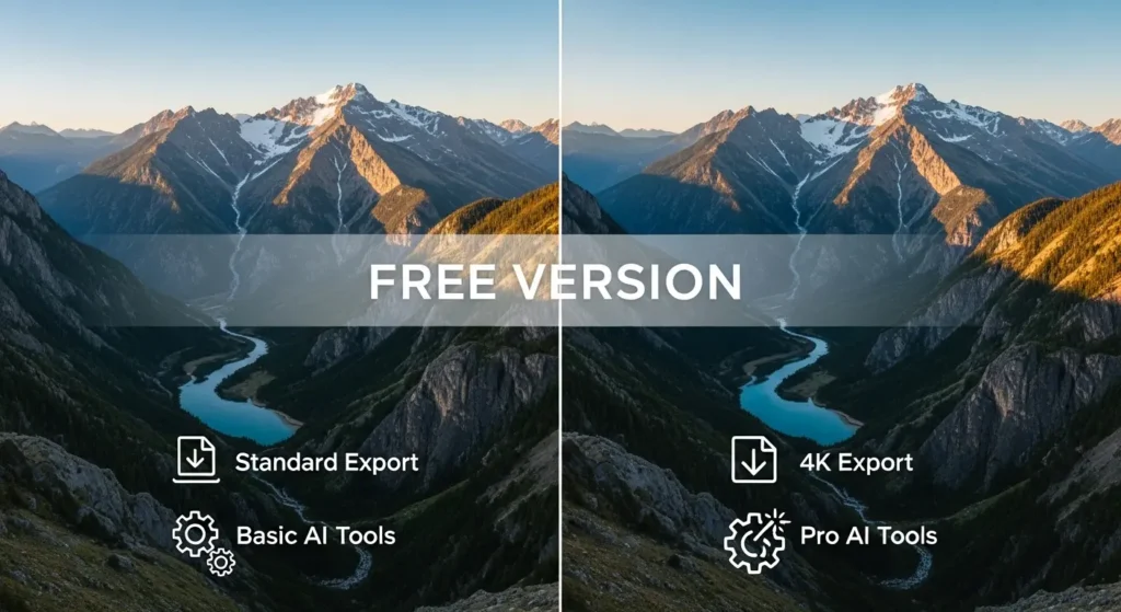 無料アプリと有料プロ版の機能比較図
