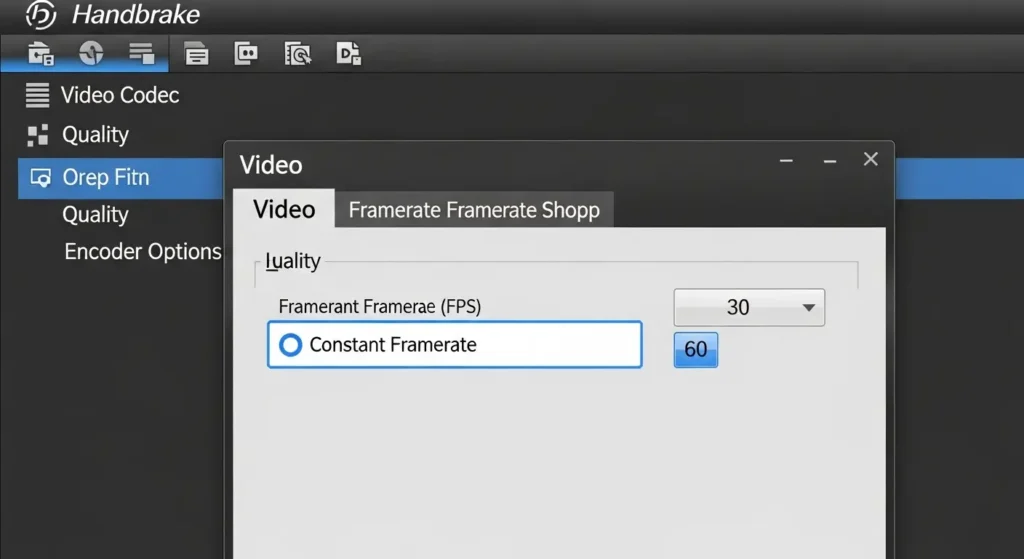 Handbrakeを使用して動画を固定フレームレートに変換する設定画面