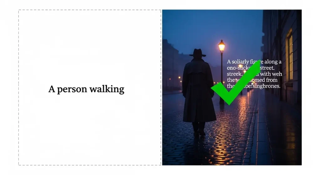 効果的な AI プロンプトの書き方を説明する比較画面