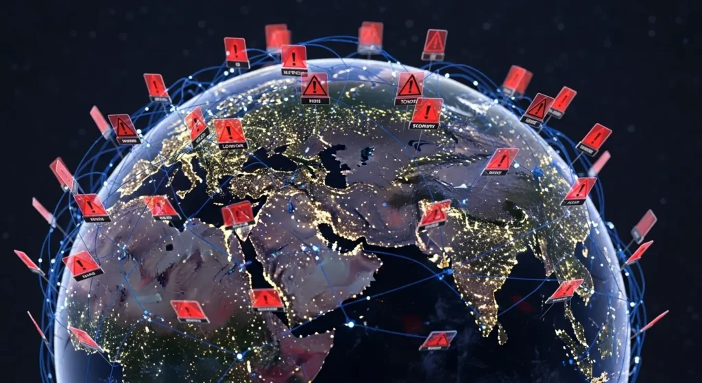 国際的な詐欺ネットワークのイメージ