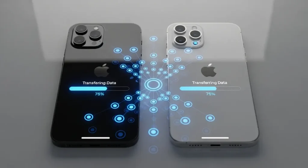 クイックスタートでデータ移行するiPhone