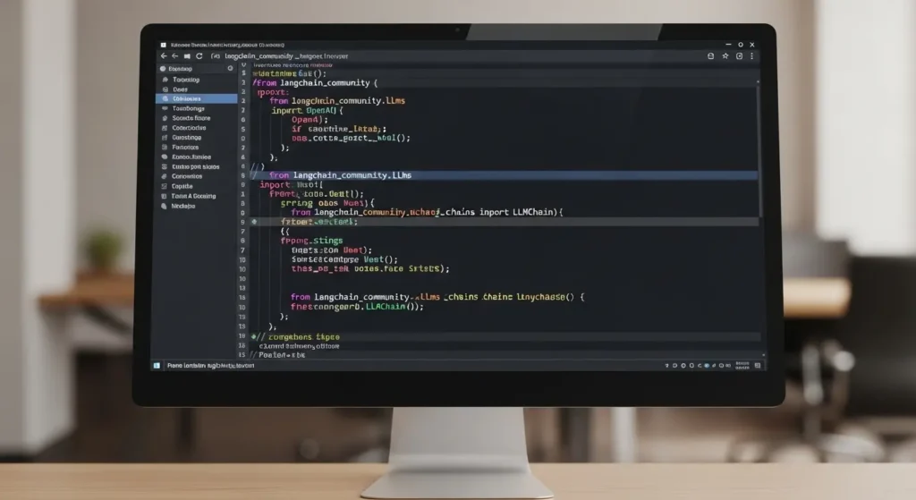LangChainのライブラリをPythonで読み込むコード画面