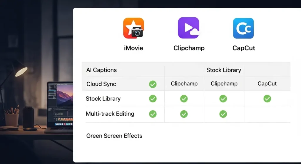 Mac向け無料動画編集ソフトの機能比較表