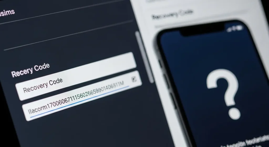 リカバリーコードによるアカウント復旧画面