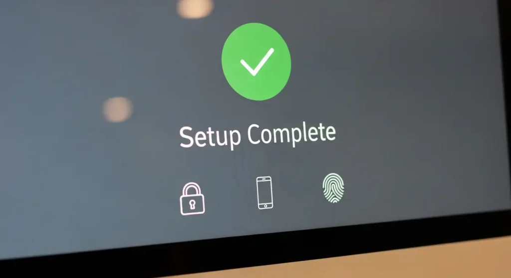 多要素認証の設定完了を示す画面