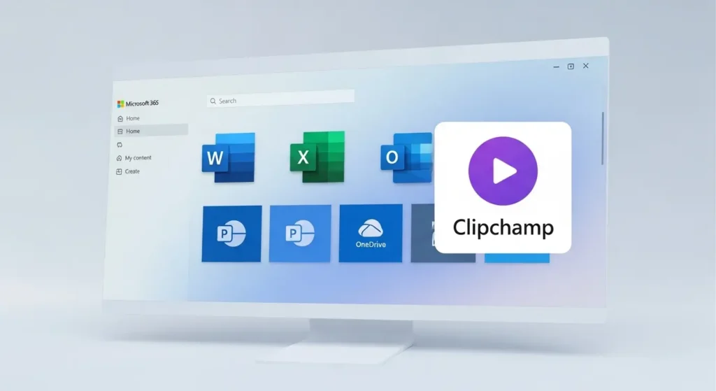 Microsoft 365のアプリ一覧画面に表示されたClipchampのアイコン