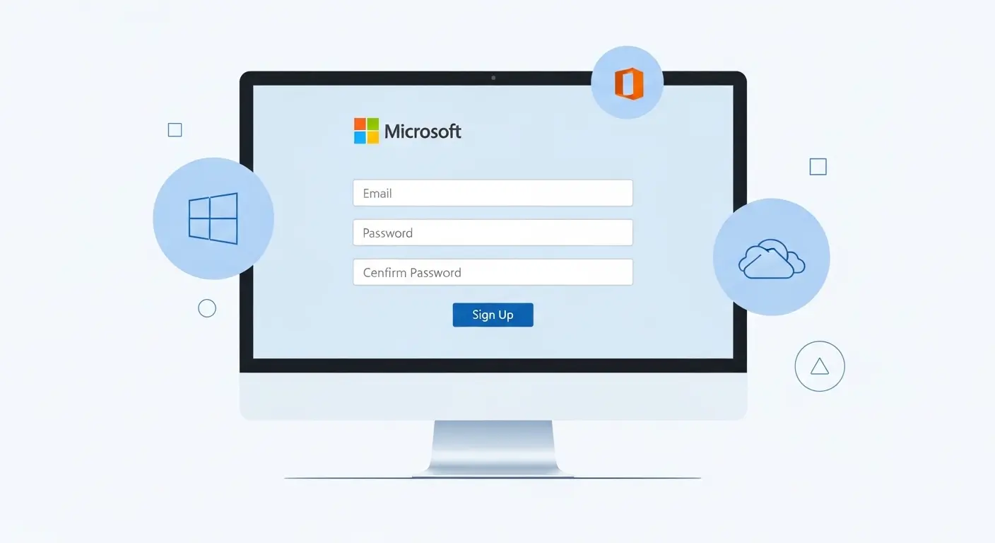 Microsoftアカウントの新規作成画面のイラスト