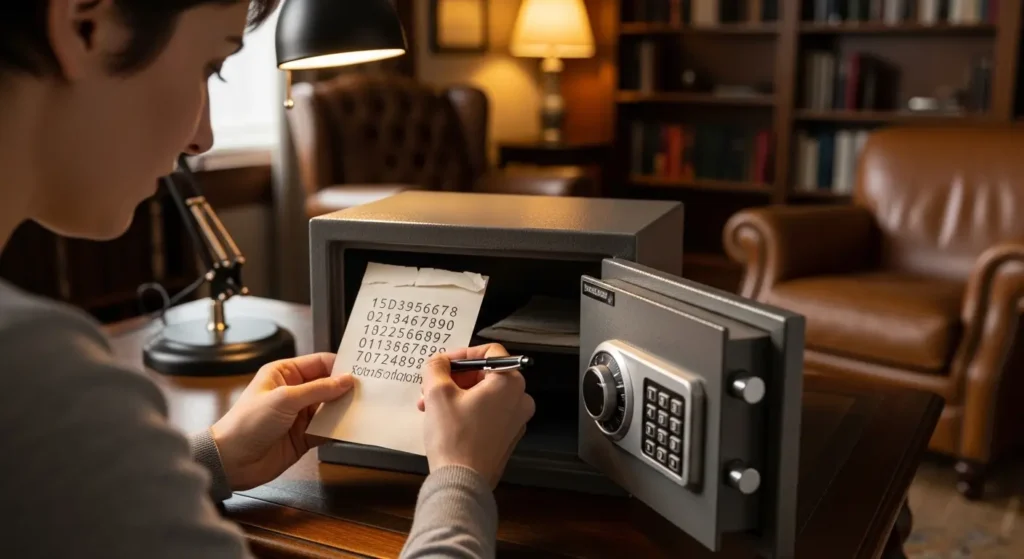 回復コードをメモして大切に保管している様子