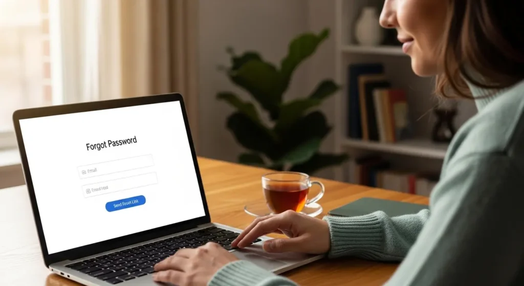 パスワード再設定の手続きを行っているパソコン画面