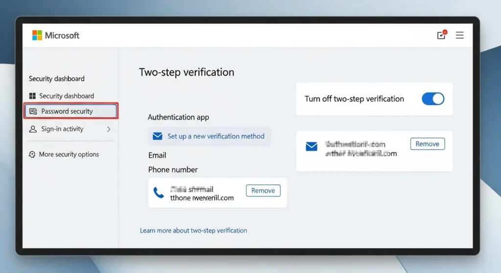 Microsoftアカウントのセキュリティダッシュボード画面
