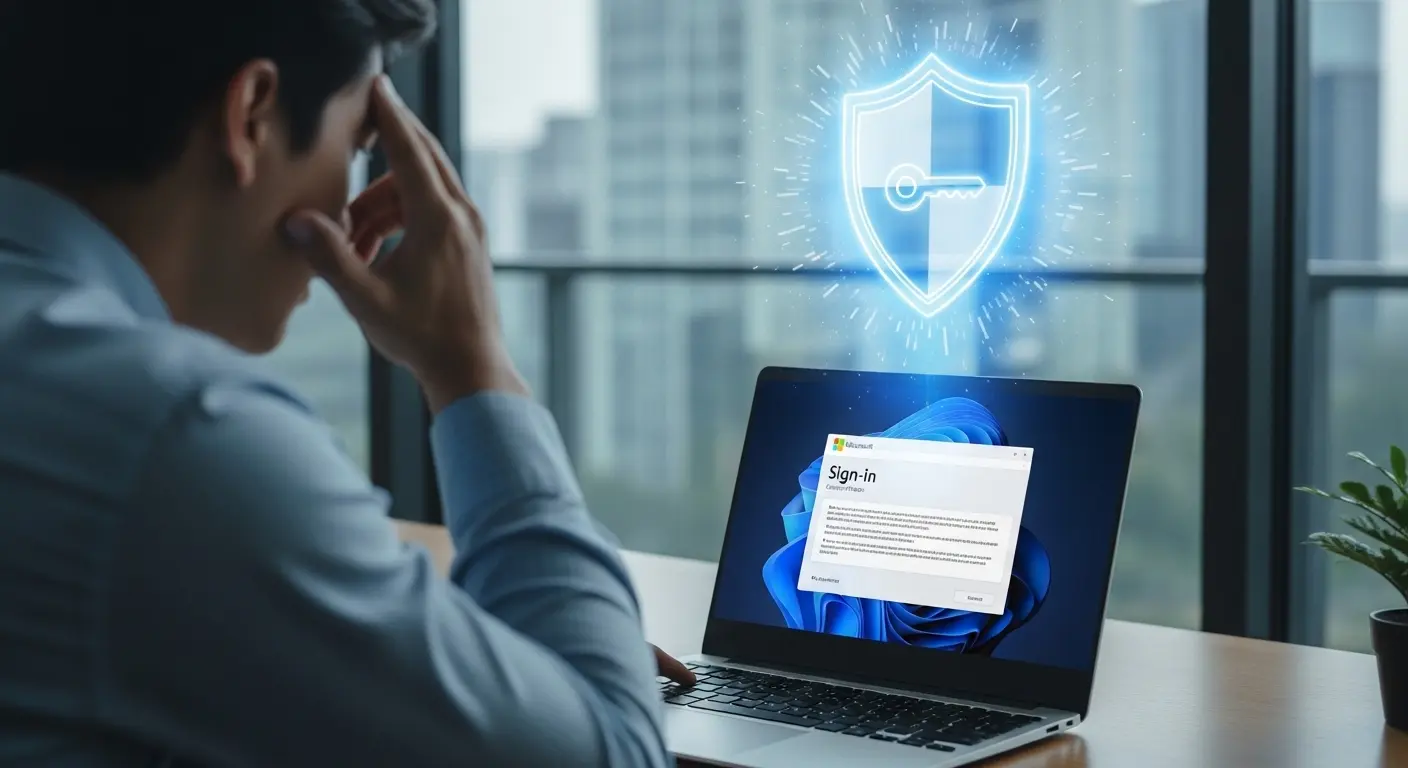 Microsoftアカウントのサインインエラー画面と復旧イメージ