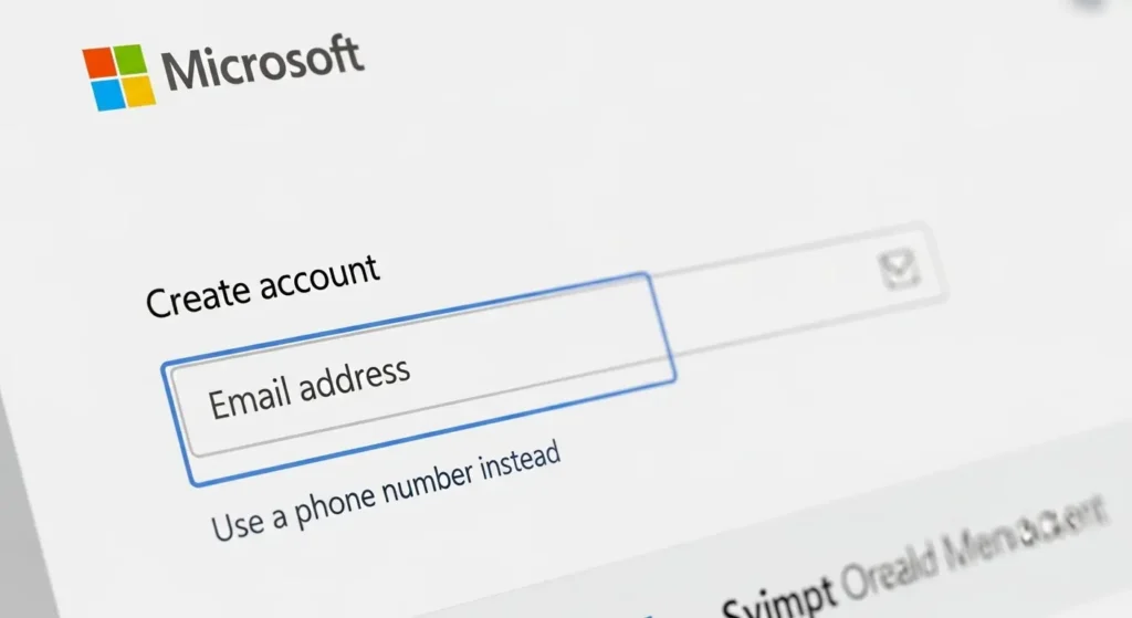 Microsoftアカウントのメールアドレス入力画面
