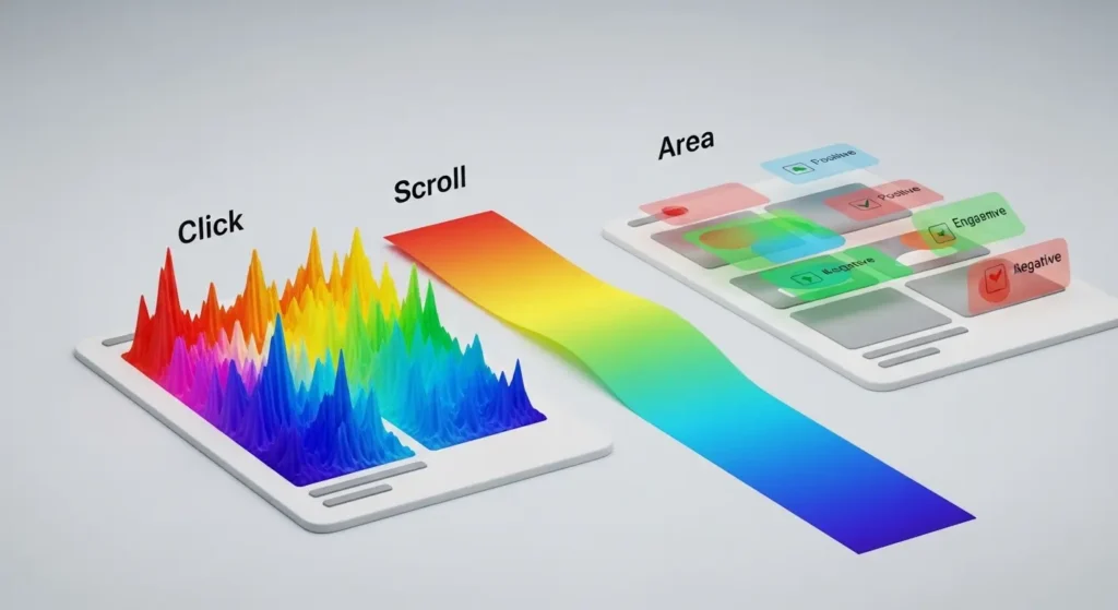 AIが自動で注目エリアを検知している最新のClarityヒートマップ画面