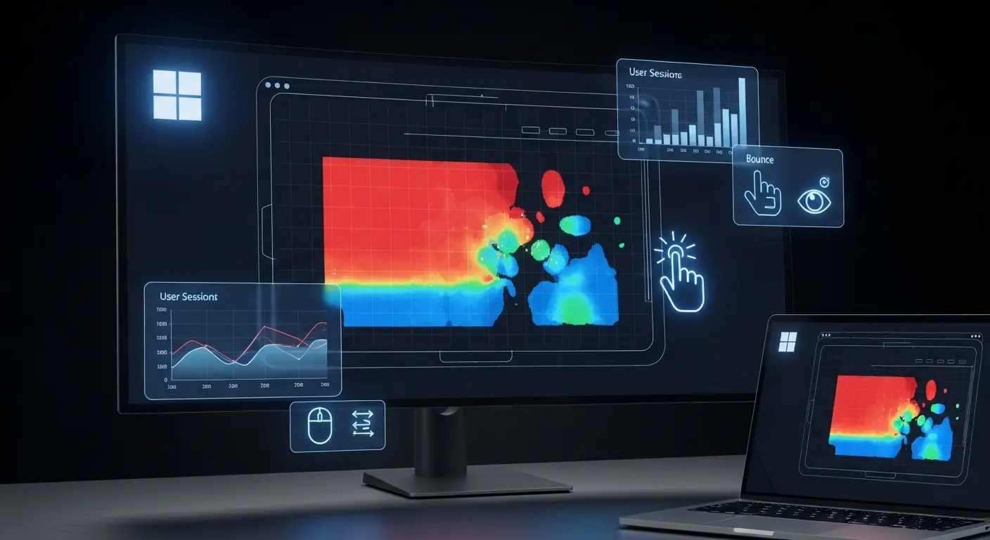 Microsoft Clarityのヒートマップ機能でウェブサイトのユーザー行動を分析している画面